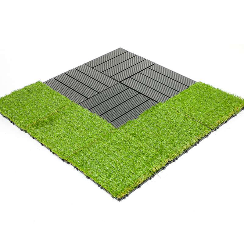 Ladrilhos de deck de grama artificial interligados realistas para jardim