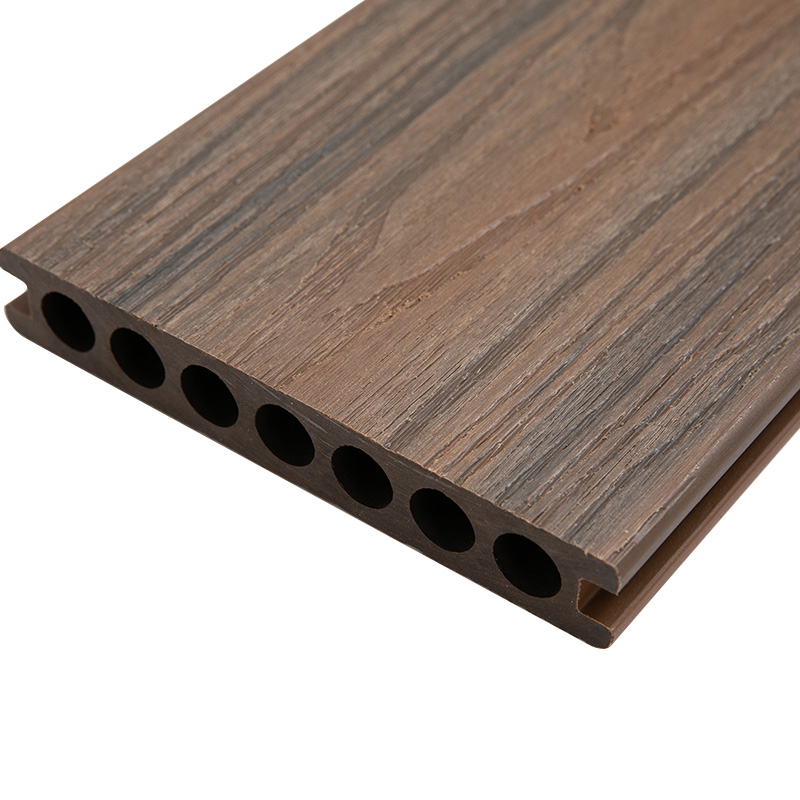 O piso de plástico de madeira composto de grãos de madeira em relevo 3D é forte e durável